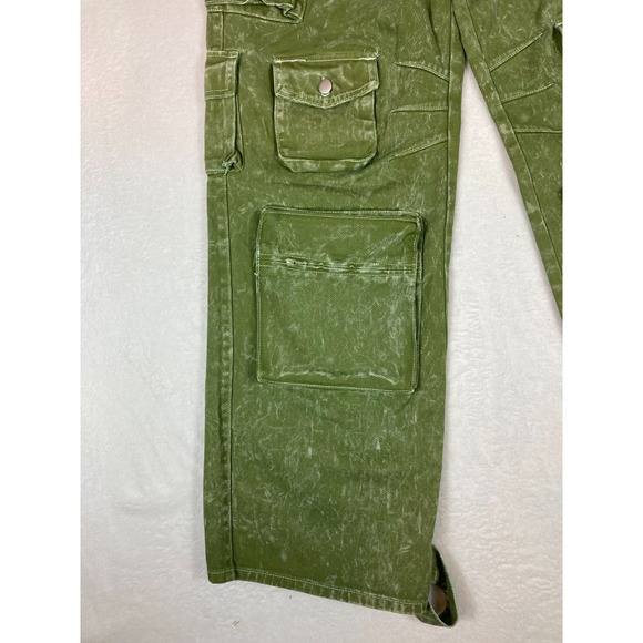 Fashion Nova Women's Junior Size 11 Green Cargo Jeans Hip Hop Skater Wide Leg - Picture 13 of 16